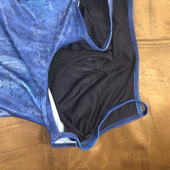 Vintage Shiny Blue Snakeskin Bathing Suit - Picture 8 of 11